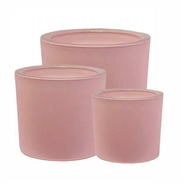 Jarrón cilíndrico de vidrio grueso – Mate rosa, vidrio de color
