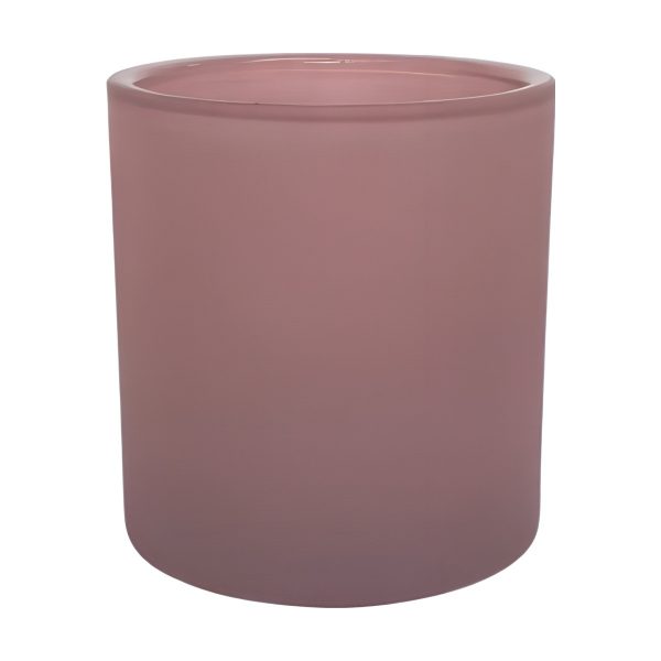 Thick Glass Cylinder Vase – Pink Matte, coloured glass