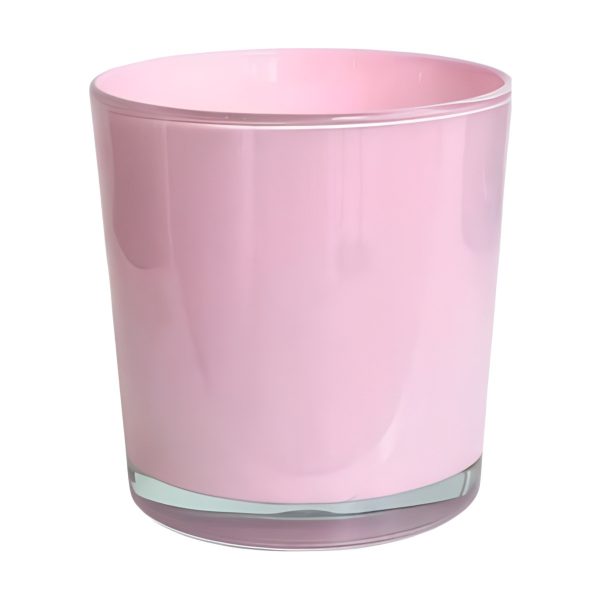 Vase cylindrique en verre épais – Rose, verre coloré