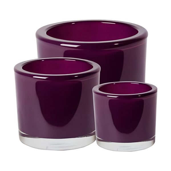 Vase cylindrique en verre épais – Prune, verre coloré
