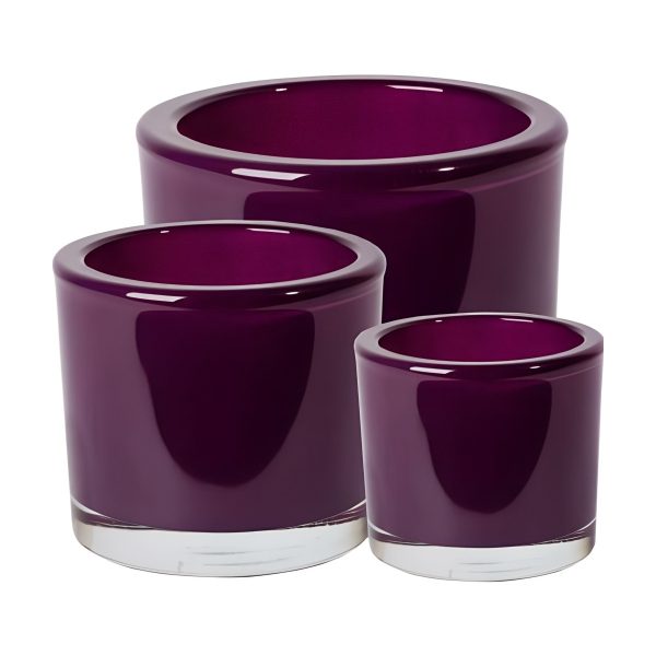 Thick Glass Cylinder Vase – Plum, coloured glass