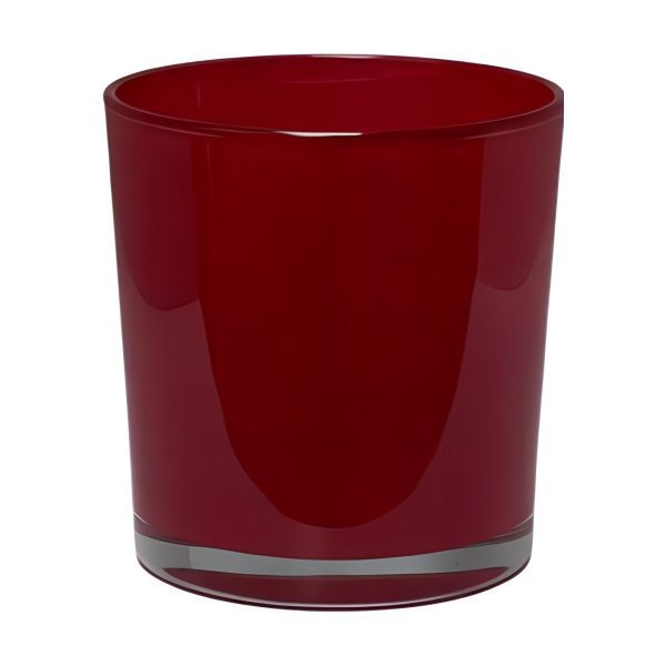 Vase cylindrique en verre épais – Rouge, verre coloré