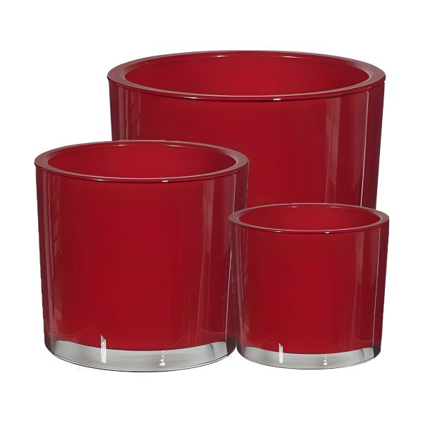 Thick Glass Cylinder Vase – Red, coloured glass