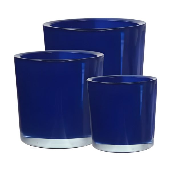 Vase cylindrique en verre épais – Bleu royal, verre coloré