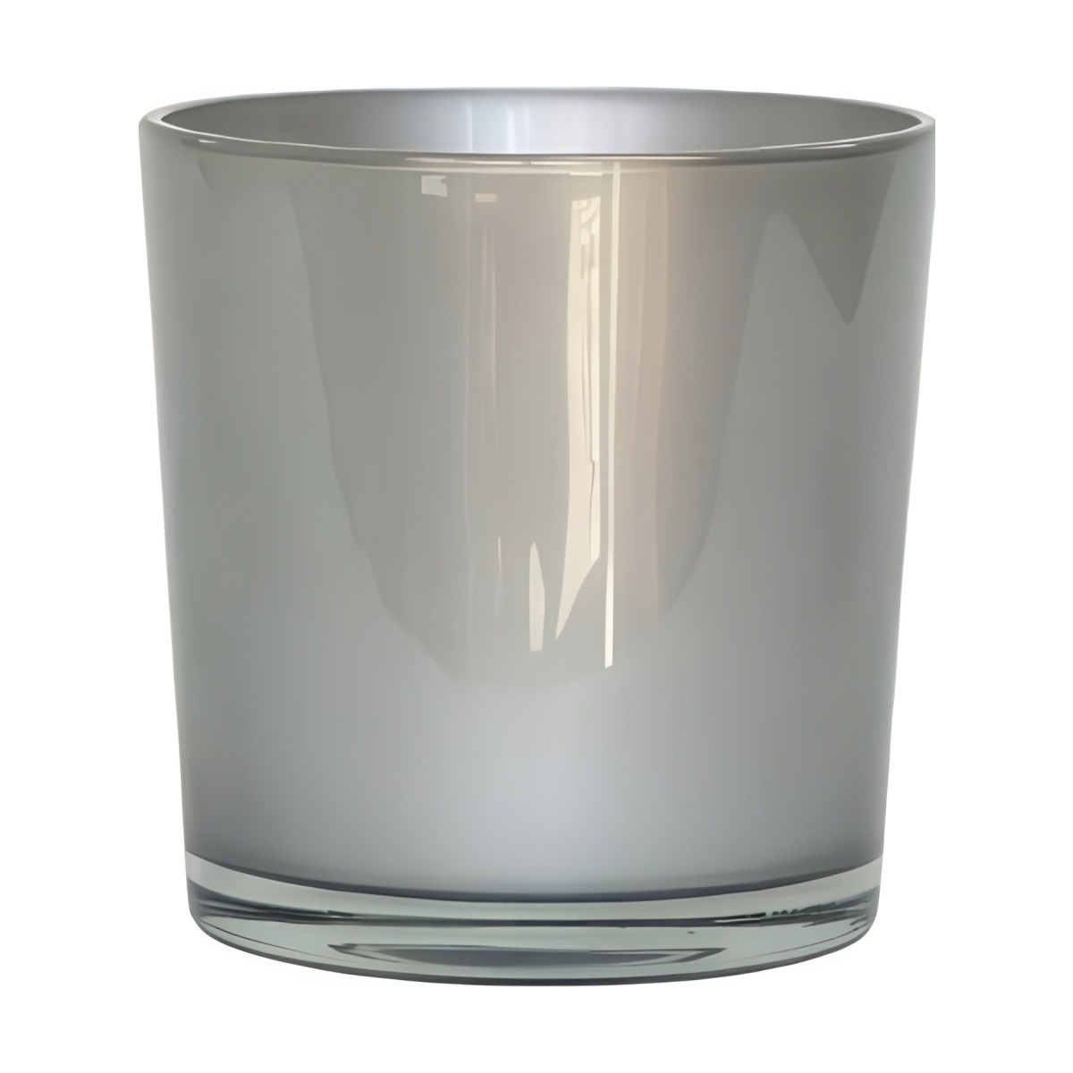 Thick Glass Cylinder Vase – Silver, coloured glass