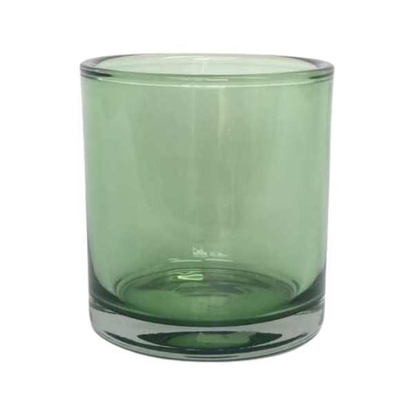 Vase cylindrique en verre épais – Vert olive transparent, verre coloré