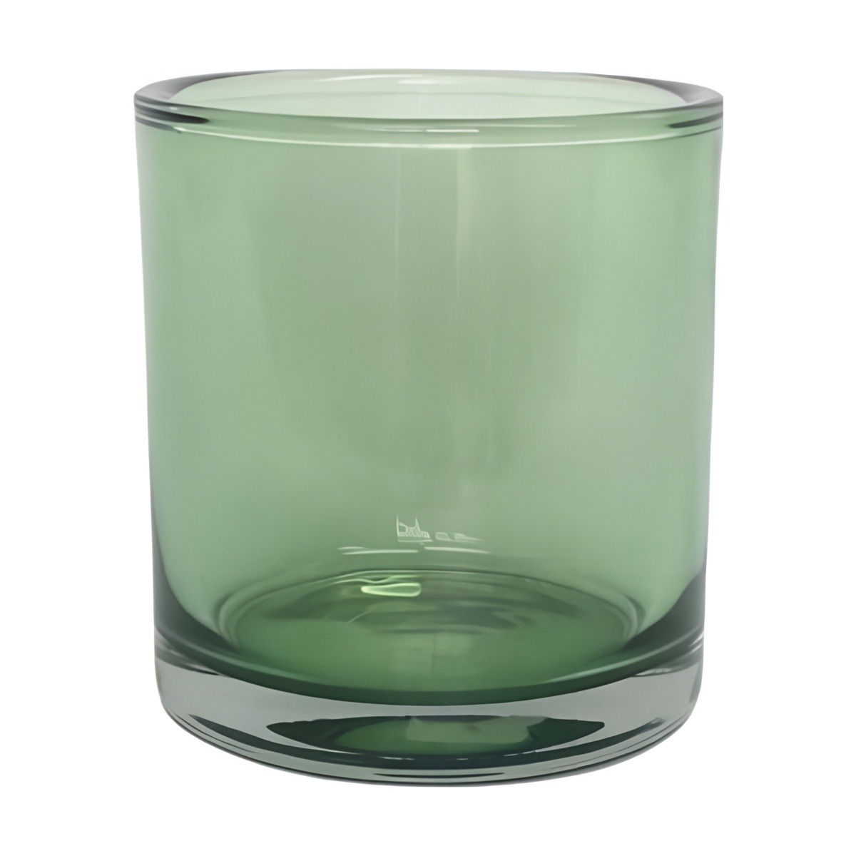Vase cylindrique en verre épais – Vert olive transparent, verre coloré