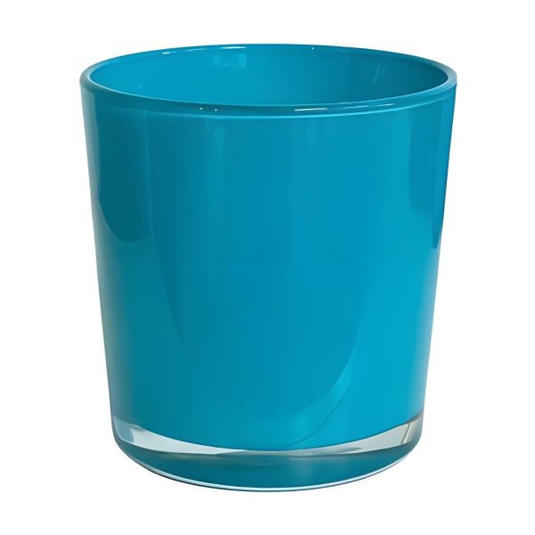 Vase cylindrique en verre épais – Turquoise, verre coloré