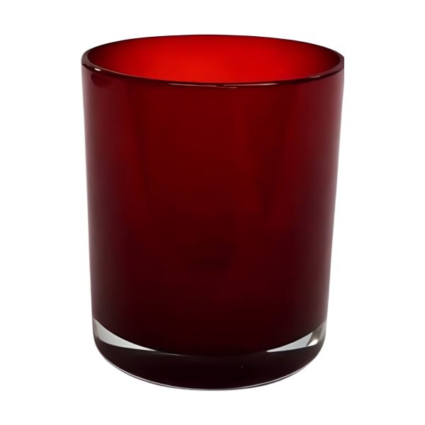 Vase cylindrique en verre épais – Rouge vin, verre coloré
