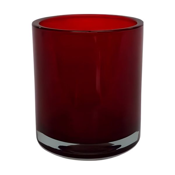 Thick Glass Cylinder Vase – Wine Red, coloured glass