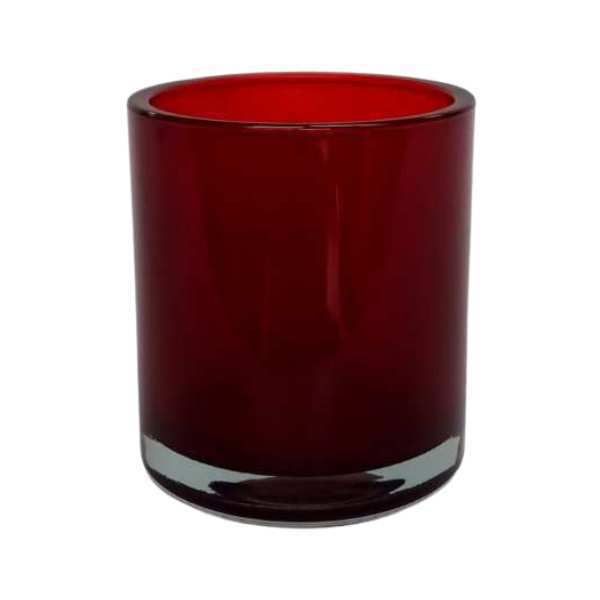 Vase cylindrique en verre épais – Rouge vin, verre coloré