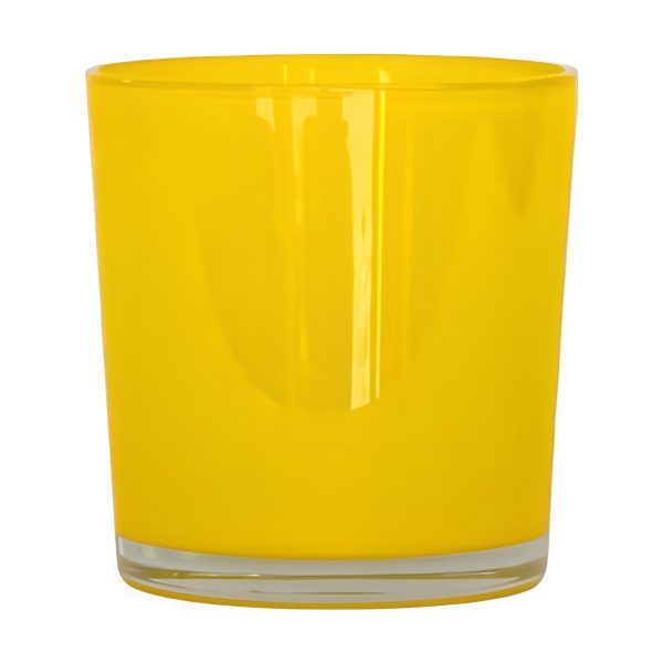 Vase cylindrique en verre épais – Jaune, verre coloré