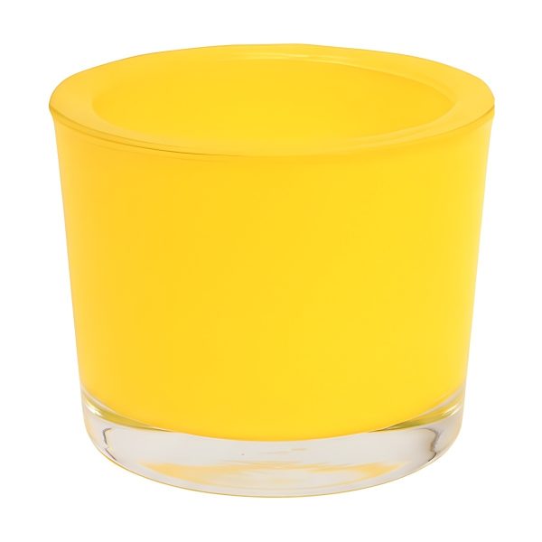 Thick Glass Cylinder Vase – Yellow, coloured glass
