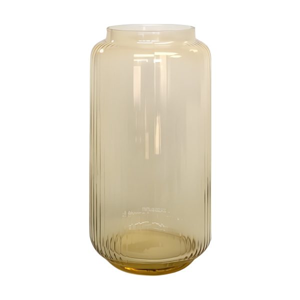 *lid Included*cylindrical Vase Lid – Transparent Amber, coloured glass