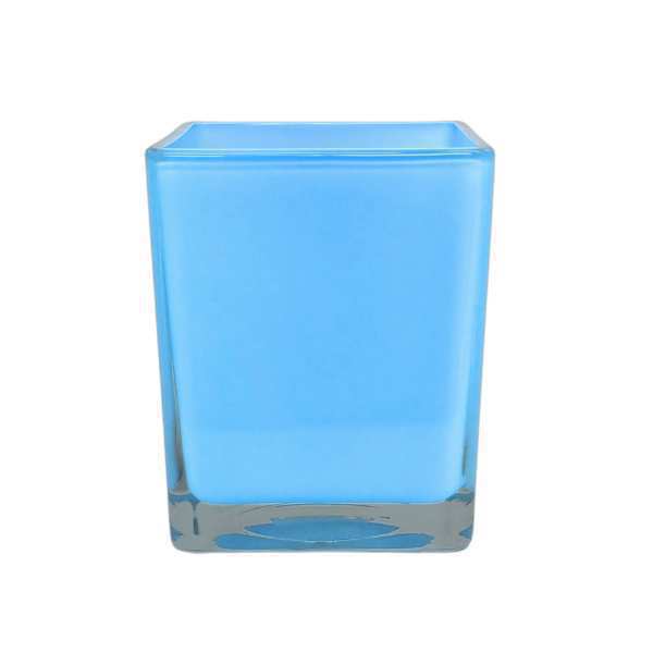 Vase cube carré, verre coloré