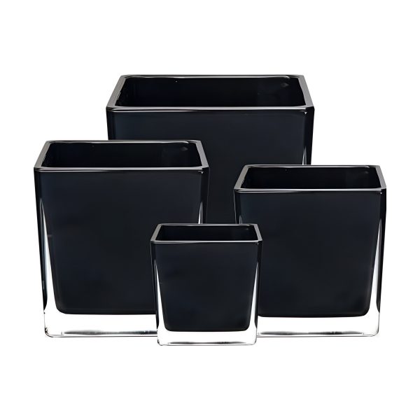 Square Cube Vase, coloured glass