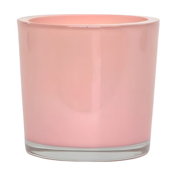 Thick Glass Cylinder Vase – Blush Pink, coloured glass