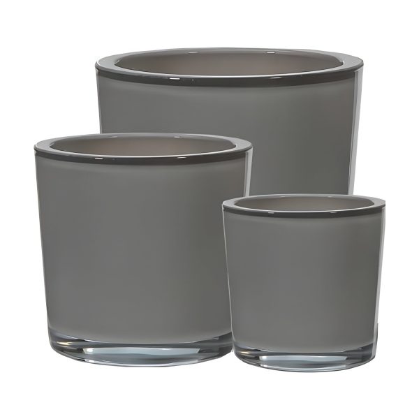 Thick Glass Cylinder Vase – Grey, coloured glass
