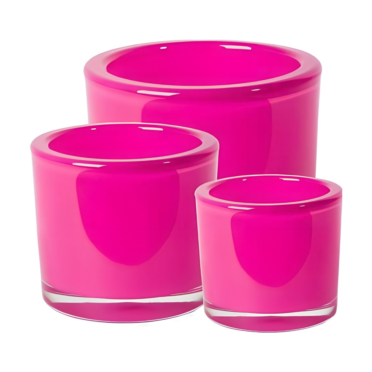 Thick Glass Cylinder Vase – Hot Pink, coloured glass
