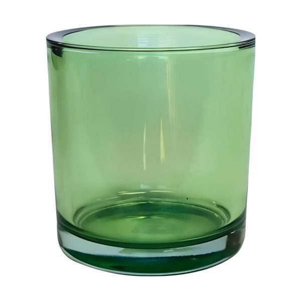 Thick Glass Cylinder Vase – Transparent Olive Green, coloured glass