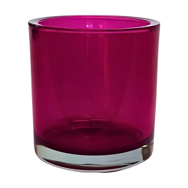 Thick Glass Cylinder Vase – Transparent Wild Berry, coloured glass