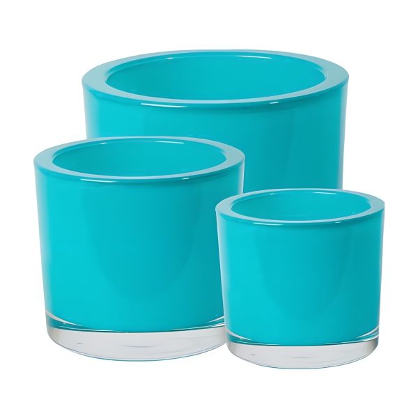 Thick Glass Cylinder Vase – Turquoise, coloured glass