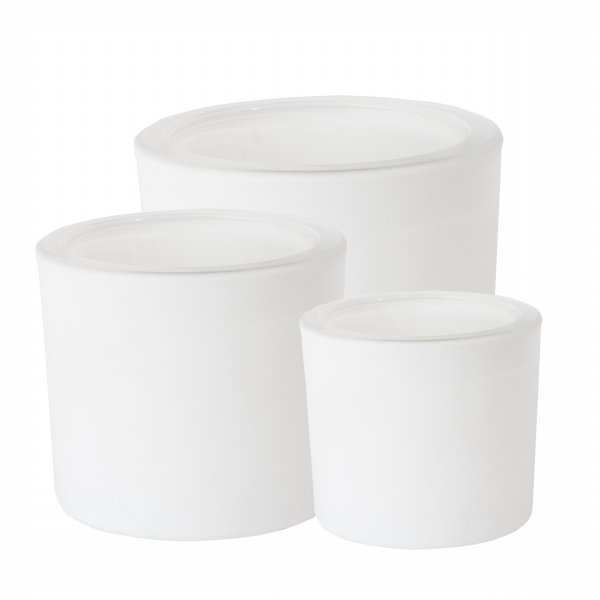 Florero cilíndrico de vidrio grueso - Blanco mate, promoción