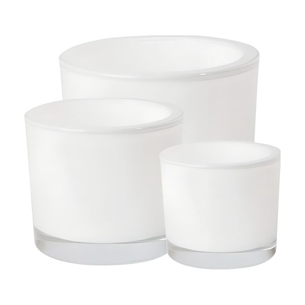 Thick Glass Cylinder Vase – White, coloured glass