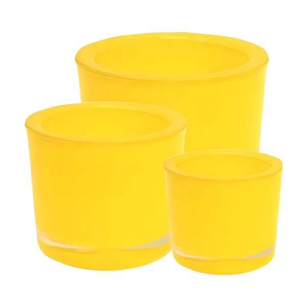 Thick Glass Cylinder Vase – Yellow, coloured glass