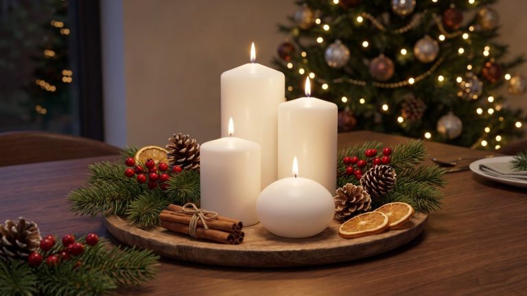 3×8 Pillar Candle: Christmas Dining Table Centrepiece