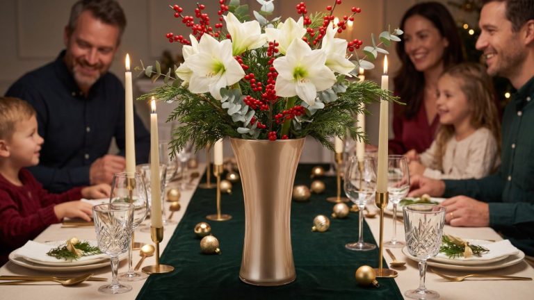 Aurea Vase: Christmas Dinner Table Centrepiece Styling