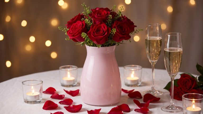 Vase Romeo : table de souper pour deux à la Saint-Valentin