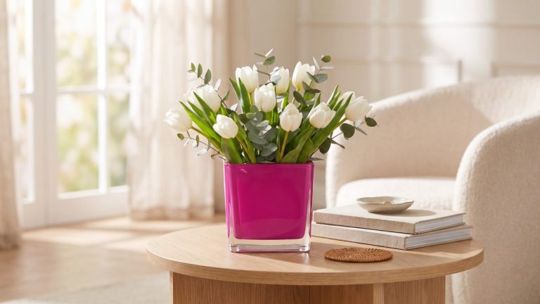 Square Cube Vase: Hot Pink Accent for Everyday Styling
